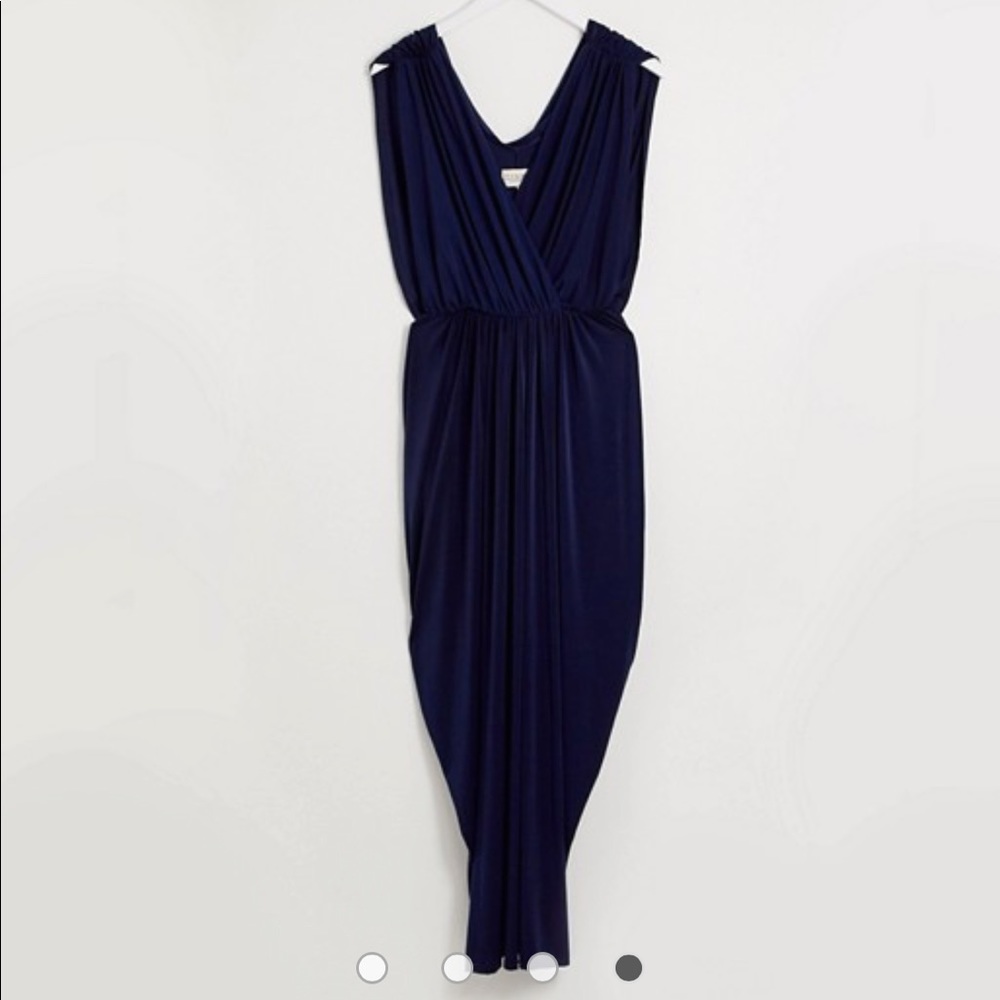 V Neck Ruched Maxi Dress